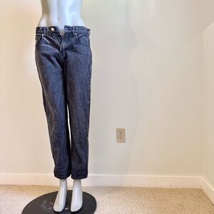 Women’s éS Baggy Denim Jeans Black  Gray Wash Y2K Size 28 Trashed Art Deco Pants